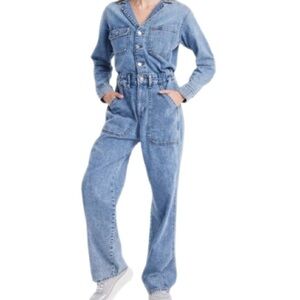 Universal Thread Denim Jumpsuit Super Soft Pockets Elastic Waist NWT Size 6